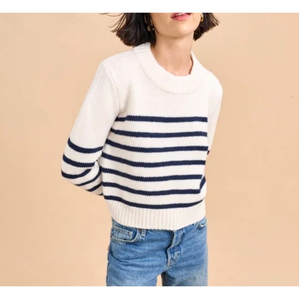 La Ligne Mini Marin Wool & Cashmere Sweater in Cream Navy Stripe sz M